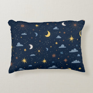 Coussin avec motif d'étoiles et de lune