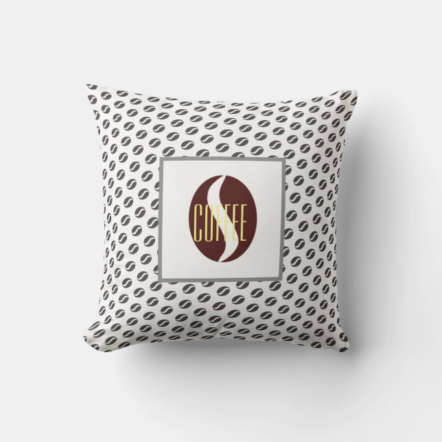 Coussin avec motif grains de café funky pour jeté  (Recto)