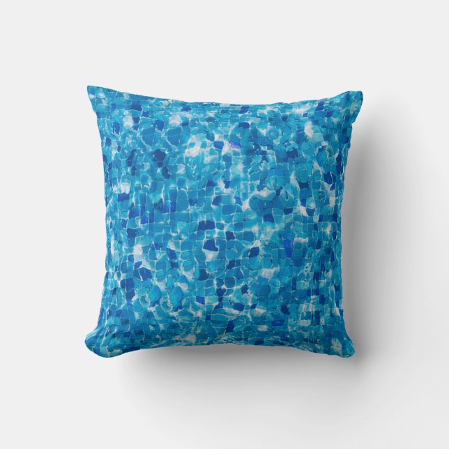 Coussin avec motif mozaïque bleu (Recto)