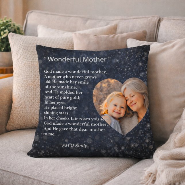 Coussin avec poème "Mère merveilleuse" en cadeau (Créateur téléchargé)