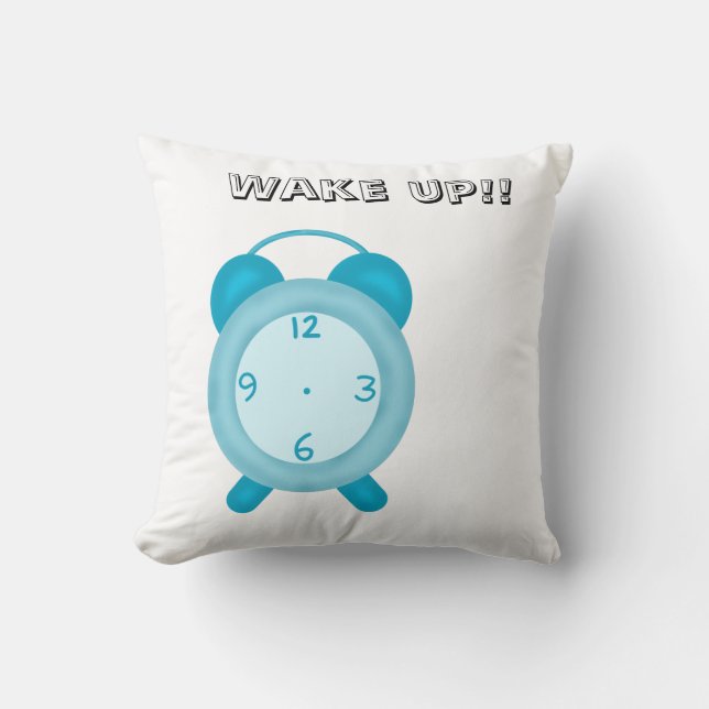 Coussin avec un bleu mignon une horloge et réveill (Recto)