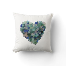 Coussin avec un coeur en verre de mer de Porto