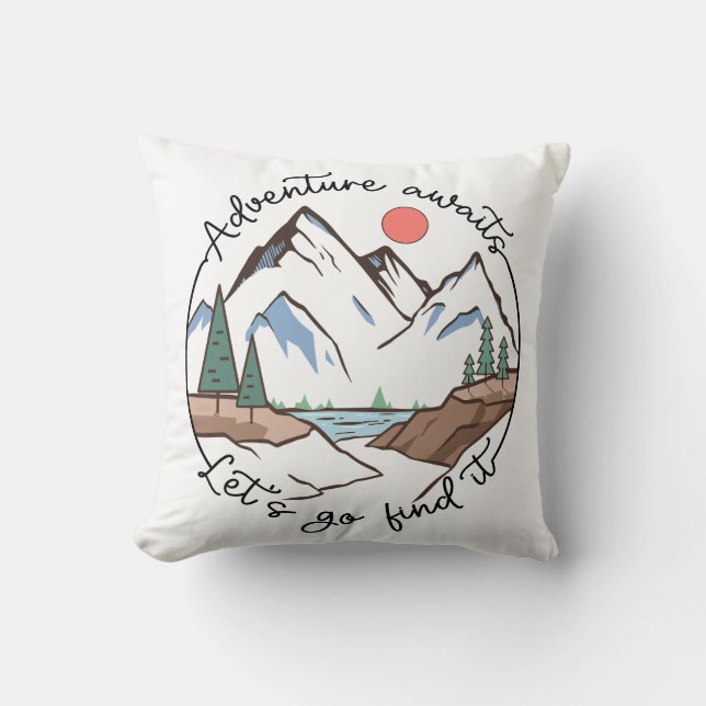 Coussin Aventure Attend Allons le trouver (Recto)