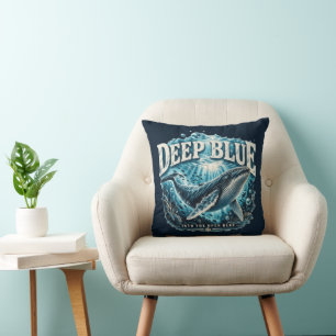 Coussin Aventure de baleine BLEU PROFOND Océan 