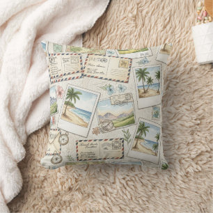Coussin Aventure de courrier aérien vintage (1)