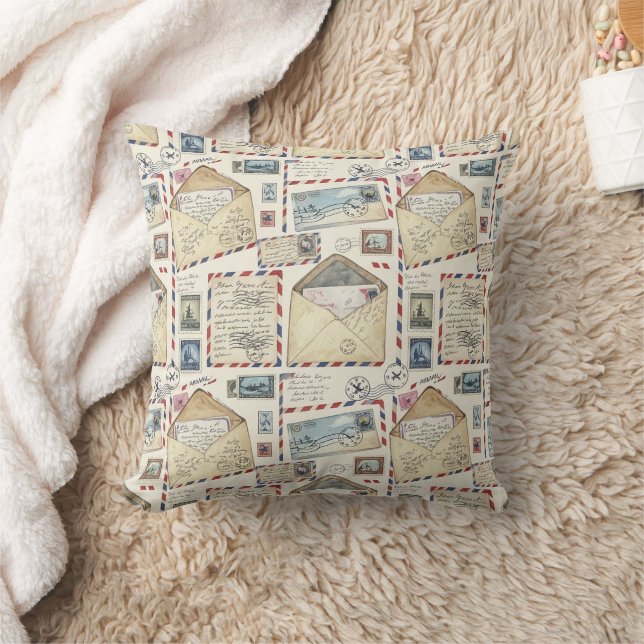 Coussin Aventure de courrier aérien vintage (2) (Couverture)