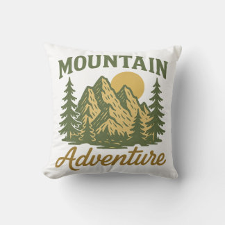 Coussin Aventure de montagne vintage randonnée en plein ai