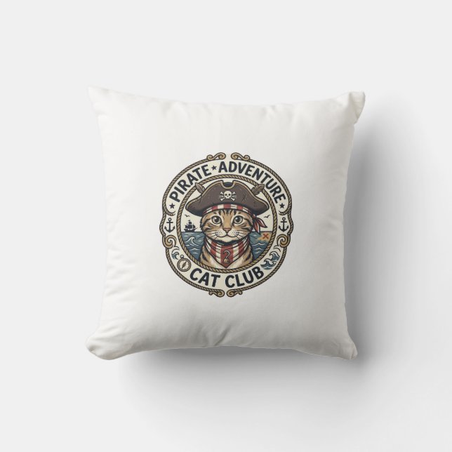 Coussin Aventure de pirate Chat POD Vector Art - Aven Pir (Recto)