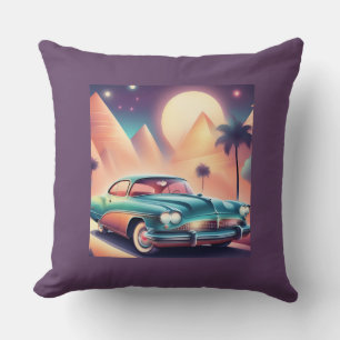 Coussin Aventure de road trip en voiture classique rétro