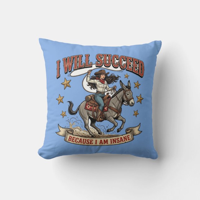 Coussin Aventure de rodéo de cowgirl intrépide (Recto)