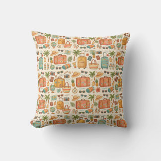 Coussin Aventure de vacances sur un modèle de voyage vinta