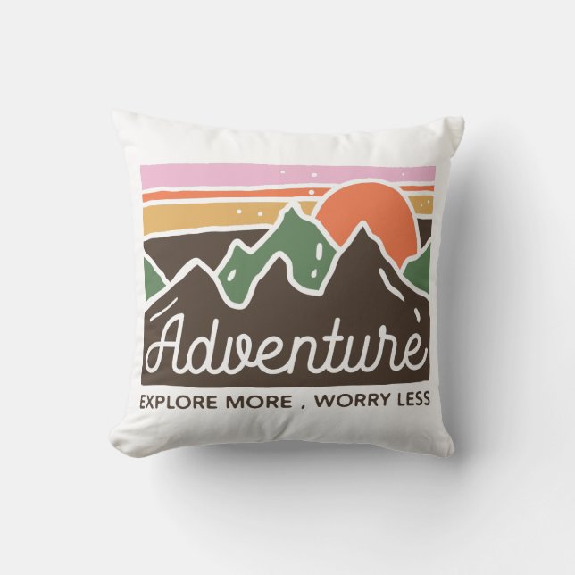 Coussin Aventure Explorez Plus De Souci Moins (Recto)