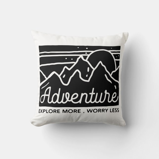 Coussin Aventure Explorez Plus De Souci Moins (Recto)