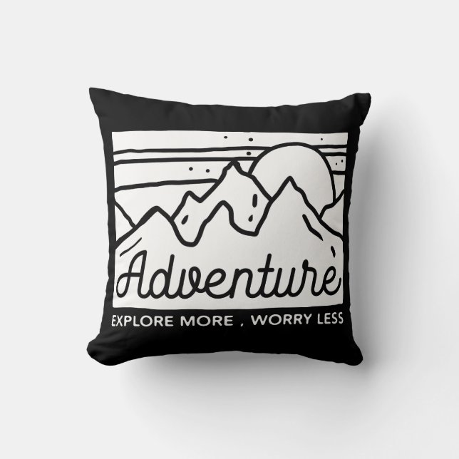 Coussin Aventure Explorez Plus De Souci Moins (Recto)