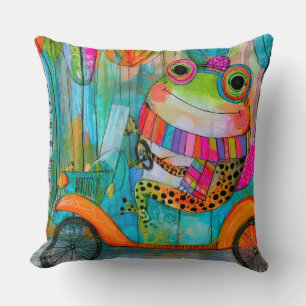 Coussin Aventure joyeuse au bord de la route de la Grenoui