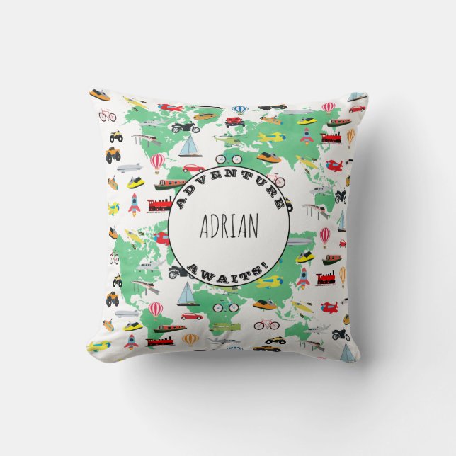 Coussin Aventure personnalisée attend les véhicules de la  (Recto)