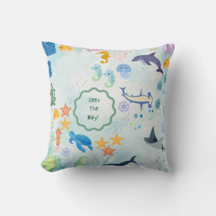 Coussin aventure sous-marine lunette bleue