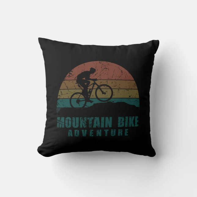 Coussin Aventure VTT Vintage - Cyclisme sur Montagne (Recto)