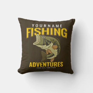 Coussin Aventures de pêche personnalisées Basse Pêcheur