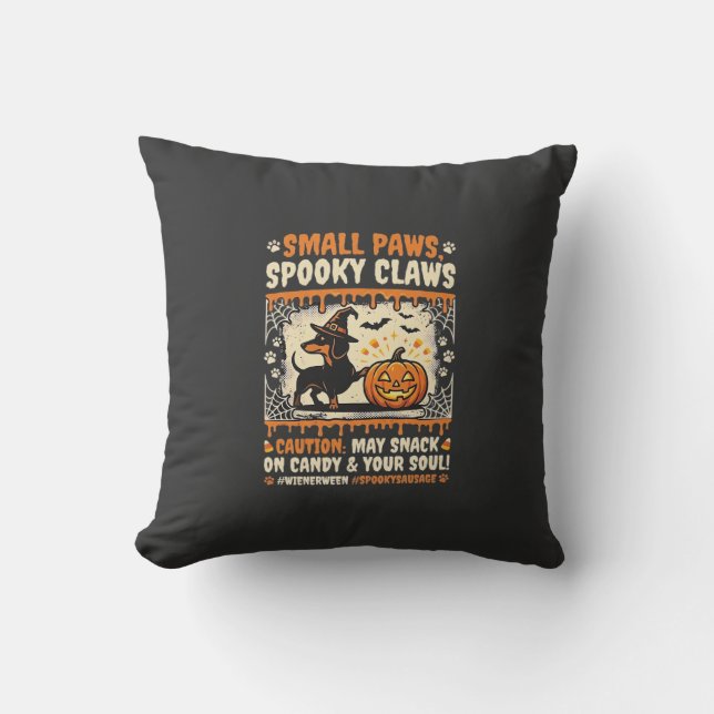 Coussin Avertissement de chien de Dachshund d'Halloween ef (Recto)