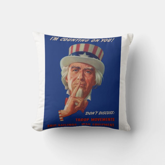 Coussin Avertissement des années 1940 de l'oncle Sam (Recto)