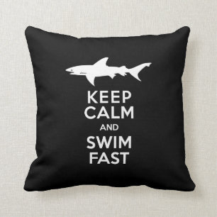 Coussin Avertissement drôle de requin - gardez le calme e