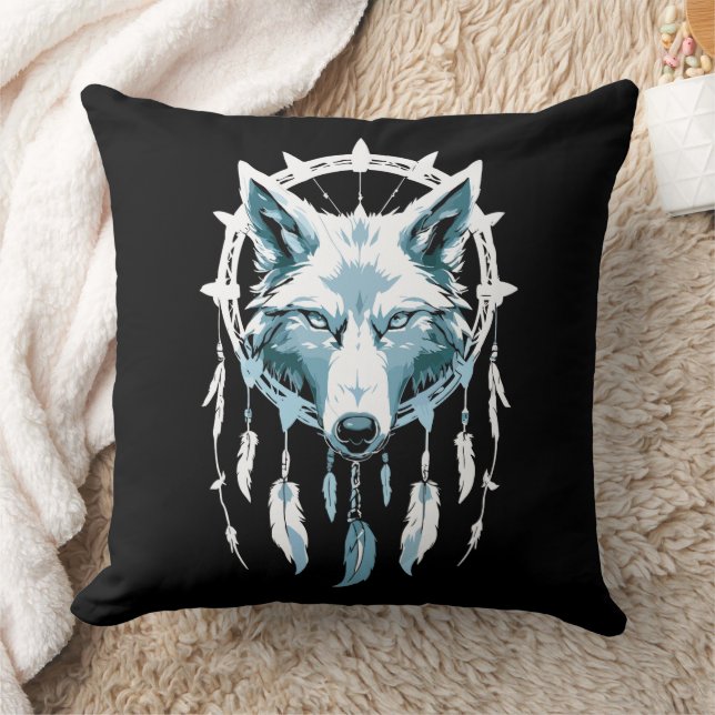 Coussin Avertissement du loup avec attrape-rêves (Couverture)
