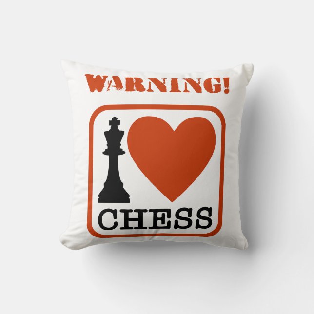 Coussin Avertissement ! J'aime les échecs (Recto)