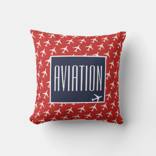 Coussin Avion à plan blanc Funky piloté de l'aviation