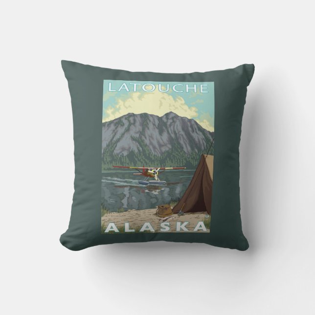 Coussin Avion de Bush et pêche - Latouche, Alaska (Recto)