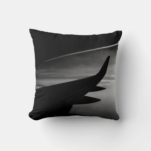 Coussin Avion en l'air - Photographie noir et blanc (Recto)