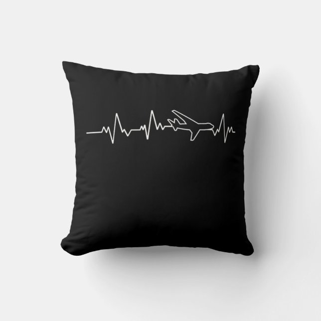 Coussin Avion Heartbeat I Love Aviation Aéronefs Ventilate (Recto)
