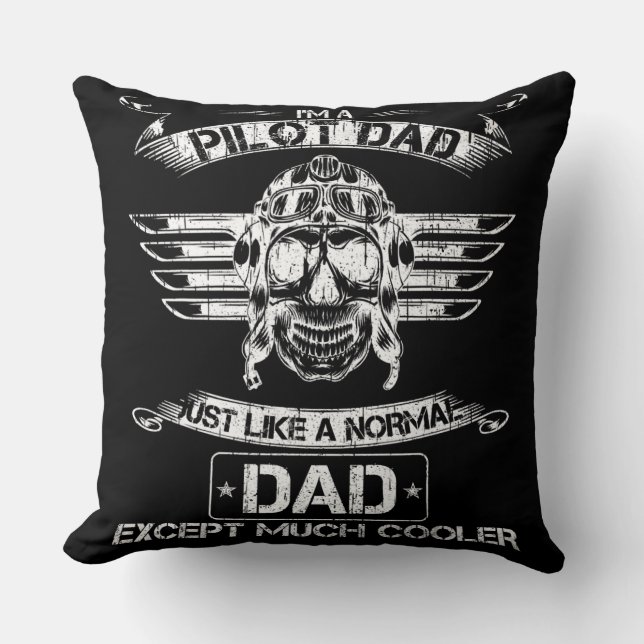 Coussin Avion Pilote Papa Juste Normal Mais Beaucoup Glaci (Recto)
