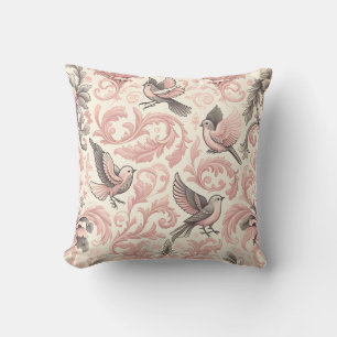 Coussin Avion victorien : un jardin pastel rose