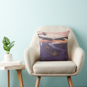 Coussin Avion vintage au-dessus de la rivière Hudson, New