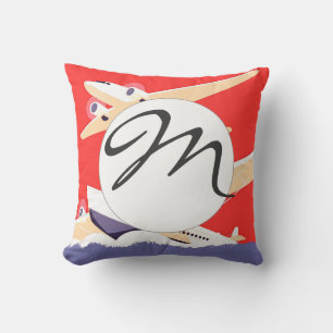 Coussin Avion volant Vintage WPA coloré