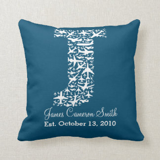 Coussin Avions d'aviation de la lettre J