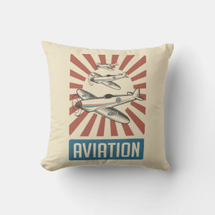 Coussin Avions de chasse de l'aviation rétro Jeter Pillo