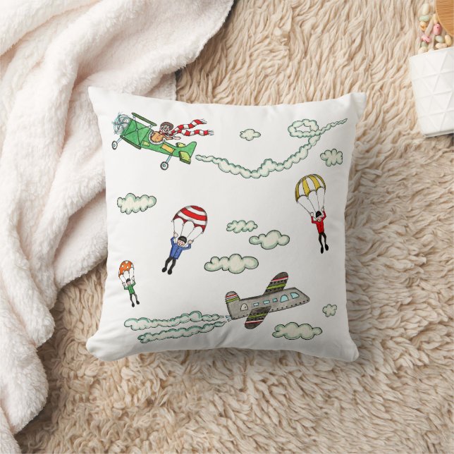 Coussin Avions et parachutes (Couverture)