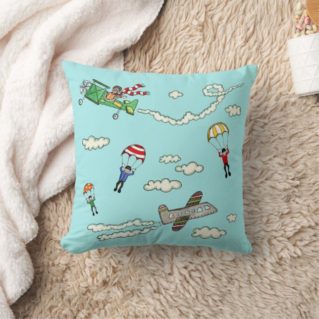 Coussin Avions et parachutes (Couverture)