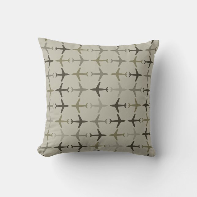 Coussin Avions monochromatiques de couleur personnalisable (Recto)