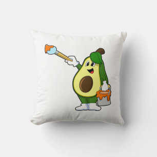 Coussin Avocado en peintre avec pinceau