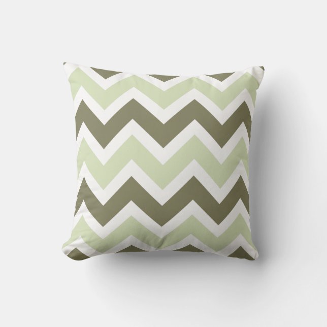 Coussin Avocado et Celery Green Chevron Zigzag Motif (Recto)