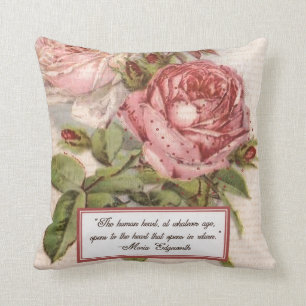 Coussin Avoir un coeur ouvert : Copie rose victorienne de