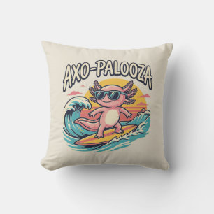 Coussin Axolotl Axo-Palooza parodie du style de surf sur l