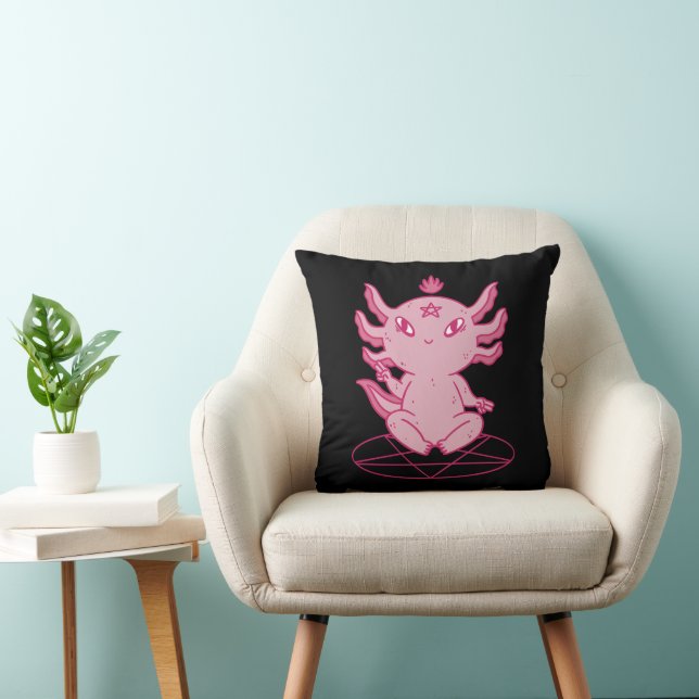Coussin Axolotl Baphomet Païen Noir (Chaise)