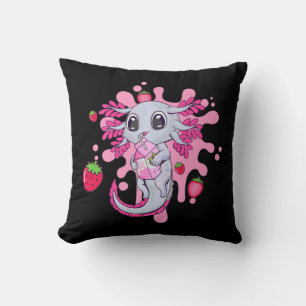 Coussin Axolotl Fraise Lait Shake Kawaii Japonais