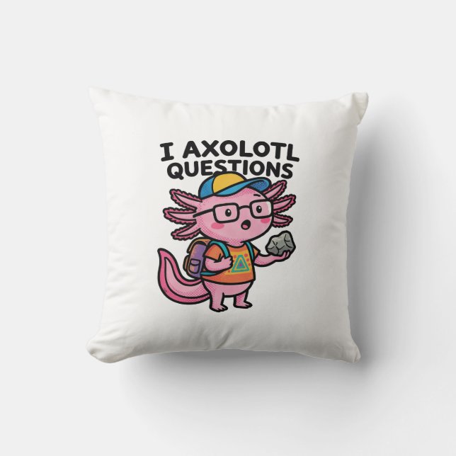 Coussin Axolotl nerd sarcastique je pose des questions sur (Recto)