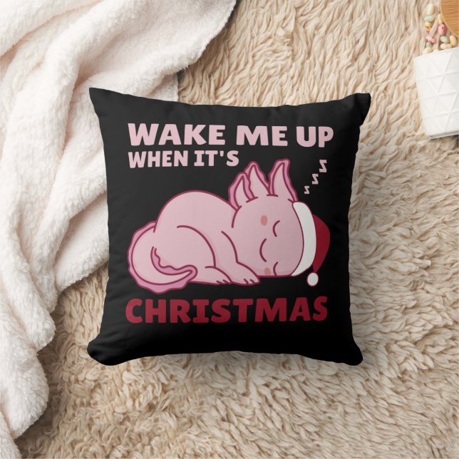 Coussin Axolotl Réveillez-moi quand c'est Noël Throw Pillo (Couverture)