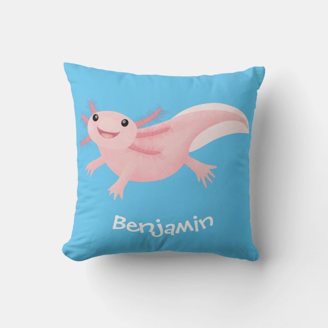 Coussin axolotl rose pâle (Recto)